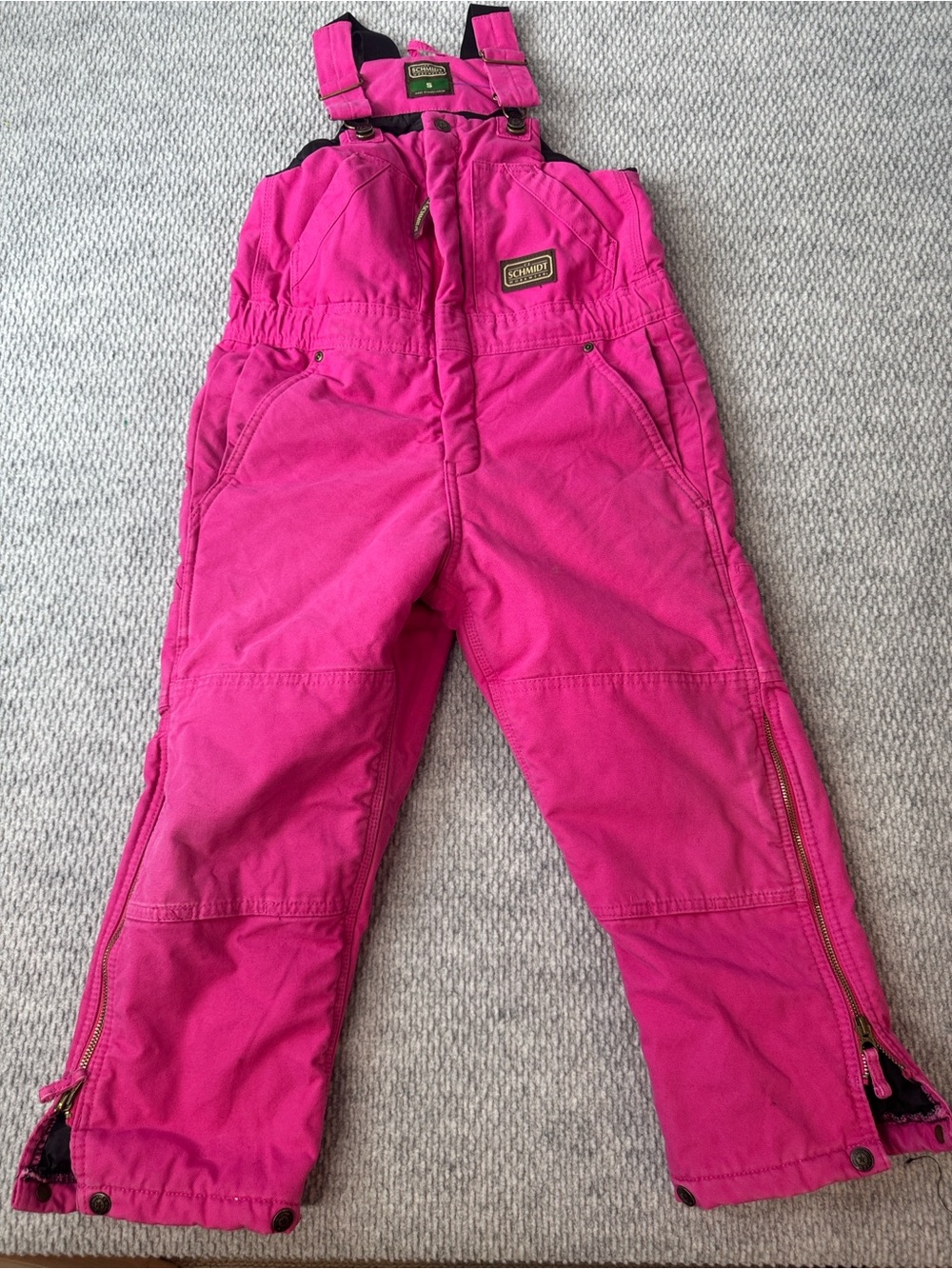 Schmidt Insulated Snow  Overalls Youth S (6-8) Bright Pink